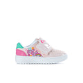 Toddler Hello Kitty court sneaker, light pink with teal side and magenta accents, lace-up