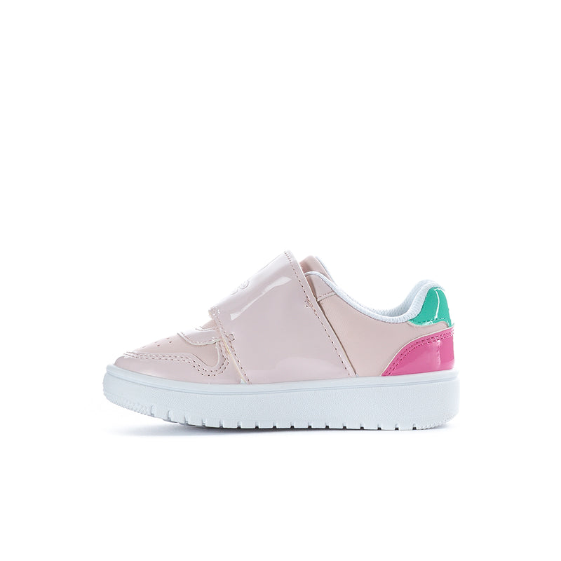 Toddler Hello Kitty court sneaker, light pink with teal trim and magenta side panel