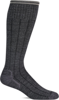 Quarter turn view Men's Sockwell Sock style name High Rise Rib Wide in color Charcoal. Sku: SW134M-850