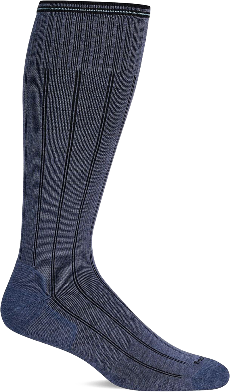 Quarter turn view Men's Sockwell Sock style name High Rise Rib in color Denim    . Sku: SW134M-650