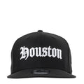 Black snapback cap with white Houston front logo