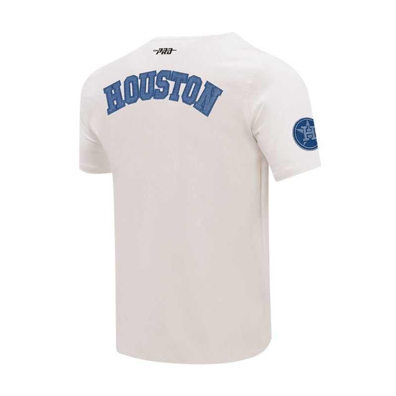 Men's Houston Astros eggshell tee with back HOUSTON wordmark and right-shoulder patch