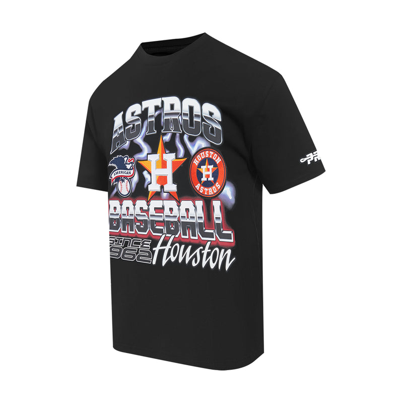 Men's Houston Astros black T-shirt with 'Astros' and Baseball front print