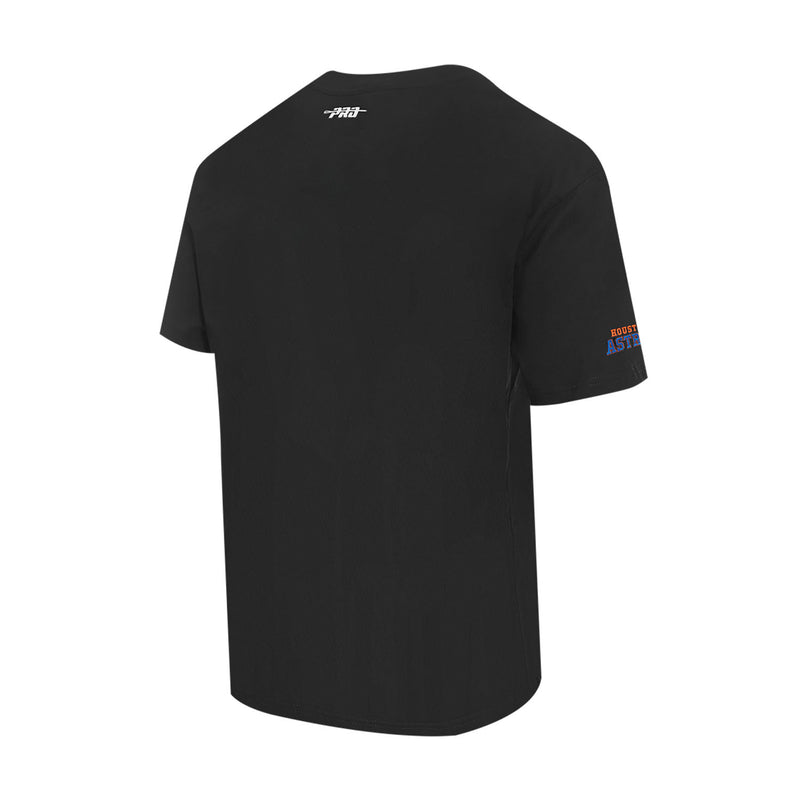 Men's Houston Astros black T-shirt, side view with small sleeve patch