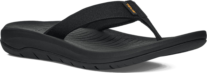 Quarter turn view Women's Teva Footwear style name Hurricane Flip in color Black. Sku: 1177450-BLK