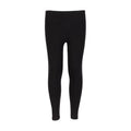 Youth black leggings with wide elastic waistband, full-length skinny fit