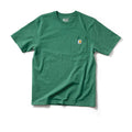Men's loose-fit green pocket T-shirt with small chest logo patch