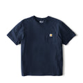 Men's navy loose-fit pocket T-shirt with front chest pocket and Carhartt label