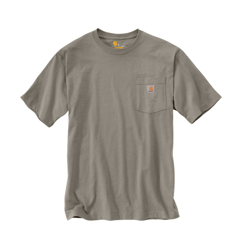 Men's loose-fit crew neck pocket tee, olive-brown, short sleeves