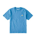 Horizon blue loose-fit crew neck pocket T-shirt with chest pocket and logo patch