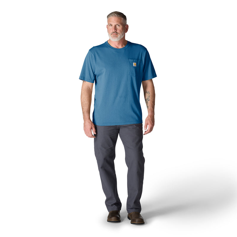 Men's loose-fit horizon blue pocket tee, crew neck, short sleeves, casual fit