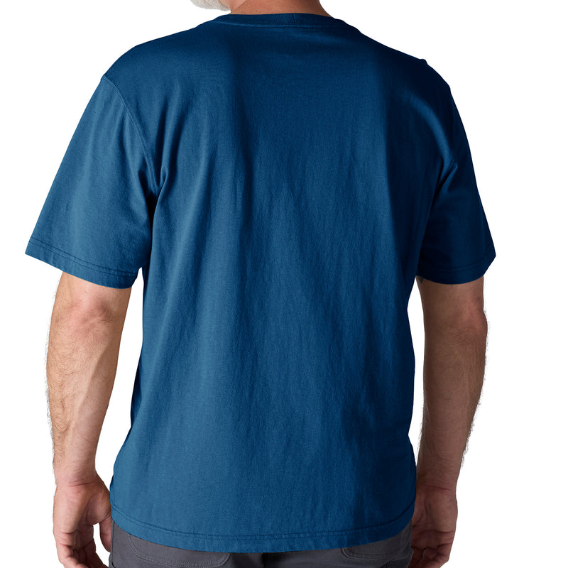 Horizon blue loose-fit tee, short sleeves, crew neck (back view)
