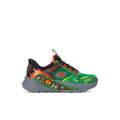 Kids green/orange mesh sneakers with chunky gray sole and side S logo