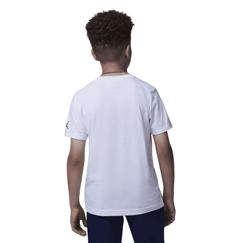 Youth white crew-neck T-shirt with plain back and short sleeves