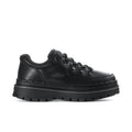 Women's black slip-resistant lace-up sneaker with chunky lug outsole