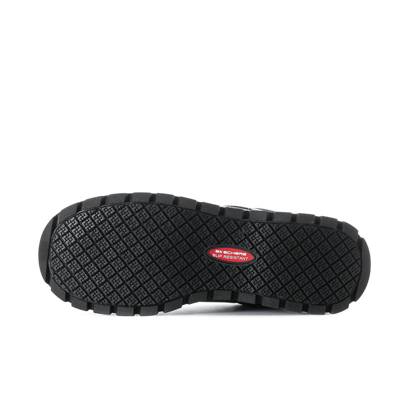 Women's black slip-resistant sneaker outsole with textured grip tread