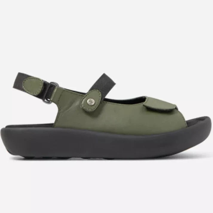 Women's Wolky Sandal in Sage Green Leather.