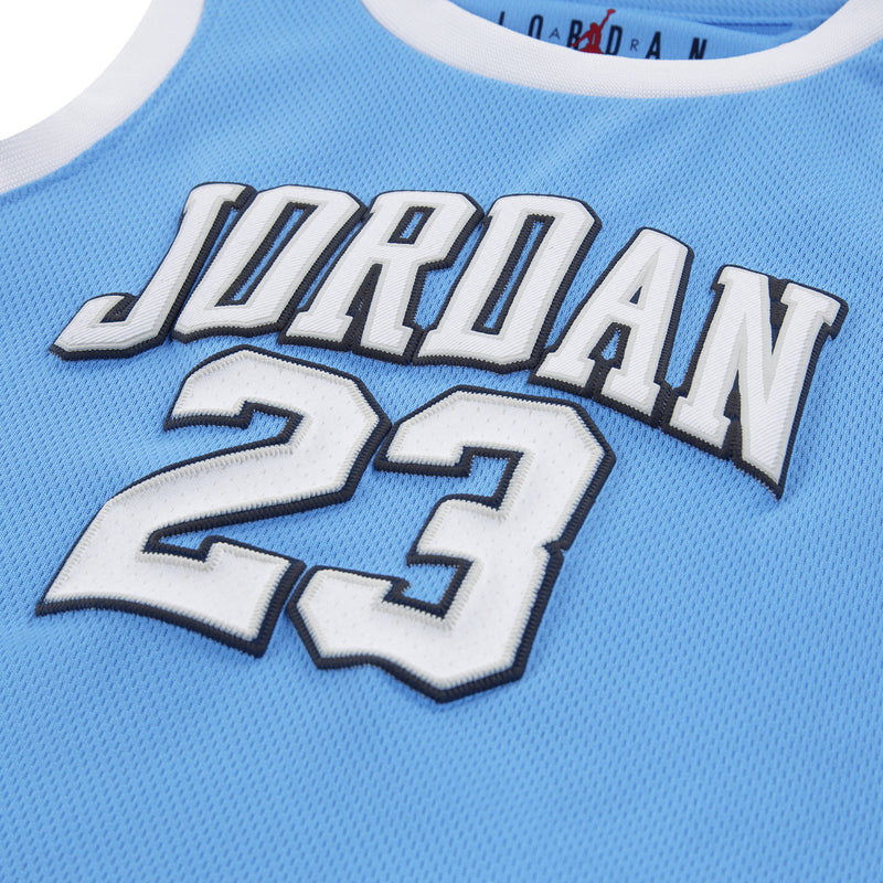 Toddler Jordan 23 jersey, blue mesh with large 'JORDAN 23' print