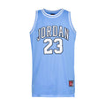 Youth light blue basketball jersey with Jordan 23 front graphic and mesh texture