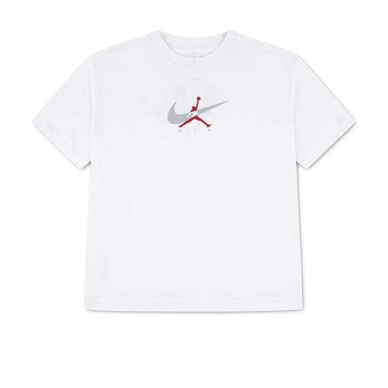 Youth Jordan Brand white tee with Jordan logo graphic front