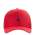Red structured cap with curved bill and embroidered Jumpman logo