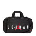 Black small duffel bag with Jordan Jumpman logo, top handles and zip pockets