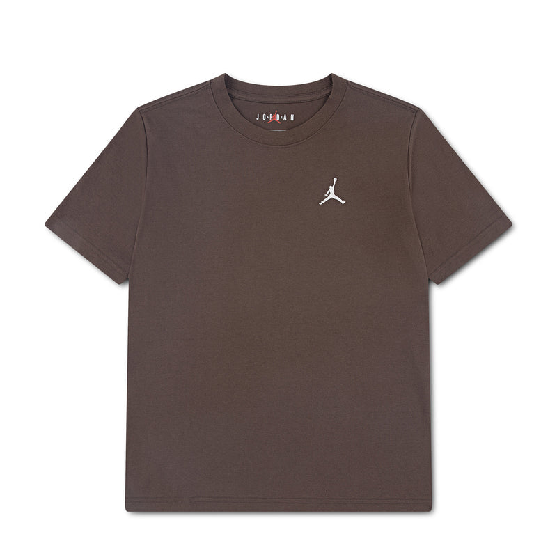 Youth brown short-sleeve tee with white Jumpman embroidered chest logo