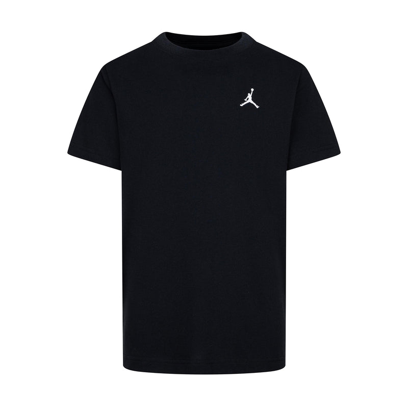 Youth black embroidered t-shirt with small white Jumpman logo on chest