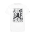 Youth white graphic T-shirt with stacked Jumpman Jordan logo front