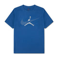 Youth blue T-shirt with Jumpman and swoosh logo graphic on front