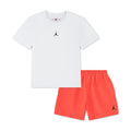 Kids white T-shirt and coral red play shorts set with Jumpman logo