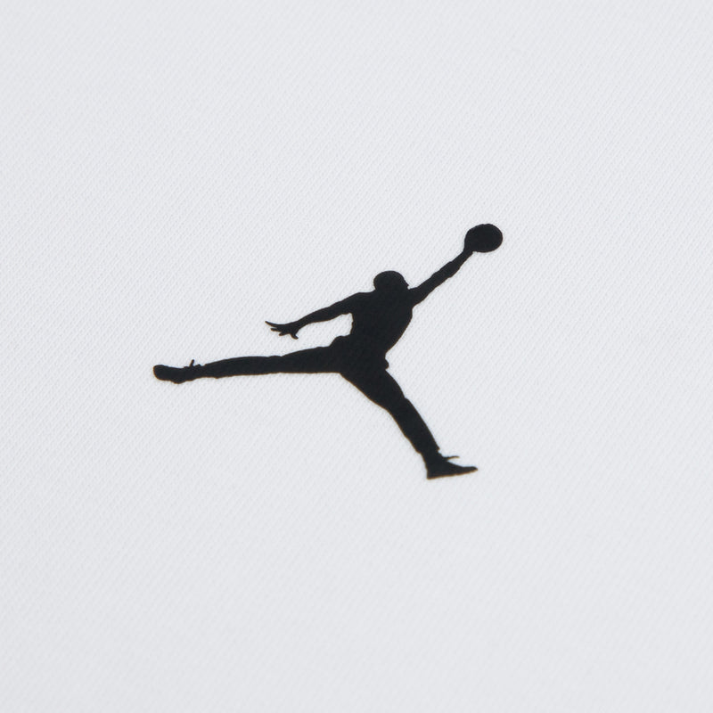 Black Jumpman figure logo print on white fabric