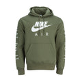 Men's pullover hoodie in medium olive with Nike Air front graphic