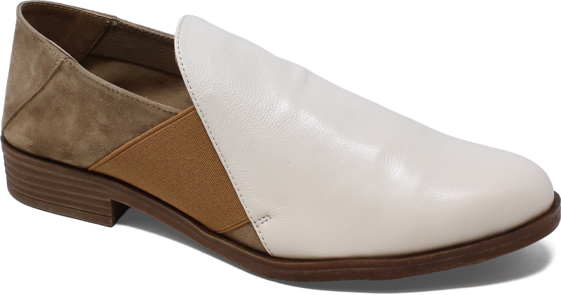 Women's Django & Juliette Kefect in Ivory-Light Chocolate Leather-Suede. Sku: DJ12577V8389