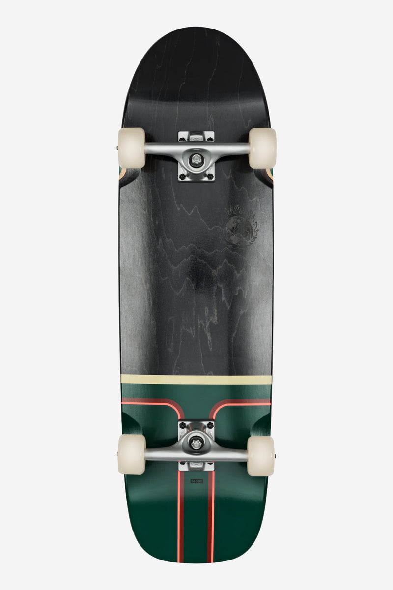 Kerbo Cruiserboard 32 inch Black Maple Emerald Green top-down view with deck graphics and off-white wheels