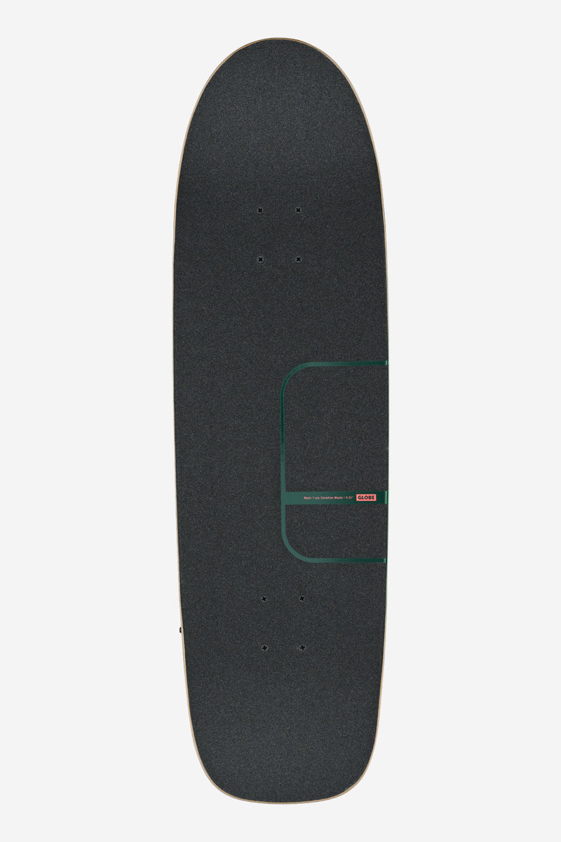 Kerbo Cruiserboard 32 inch black maple deck close-up featuring a green accent graphic near the tail