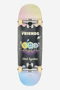 Top of a Kids Wide Mini True Friends skateboard featuring space themed graphic and pastel gradient nose
