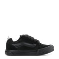 Kids triple-black lace-up sneakers with low profile and side stripe panel