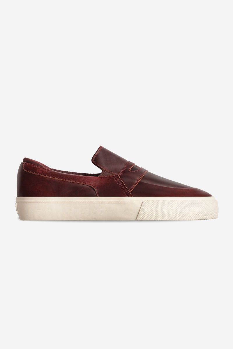 Liaizon skate shoe in Oxblood Maalouf colorway with burgundy leather upper and white sole