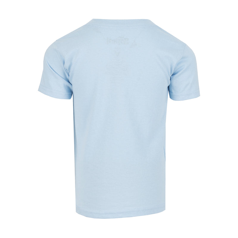 Light blue toddler airbrush T-shirt, plain back with short sleeves