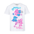 Youth white graphic T-shirt with colorful Lilo and Stitch airbrush-style print
