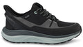 Black and gray shoe with 'kizik' branding on a white background