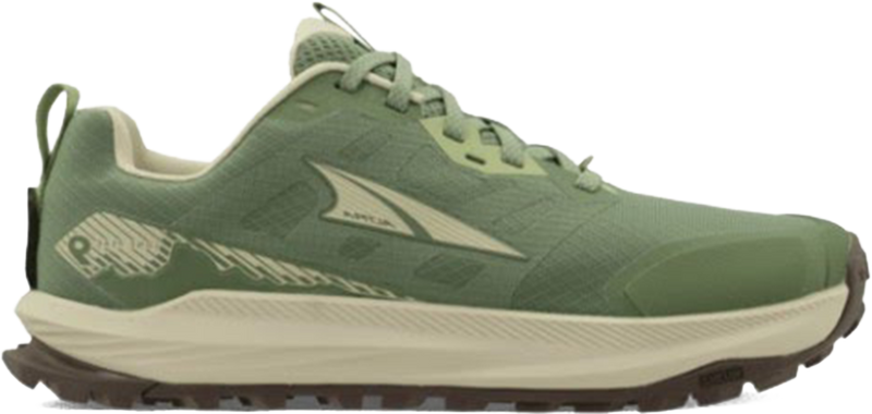 Quarter turn view Women's Altra Footwear style name Lone Peak 9 in color Green. Sku: AL0A85PR-330