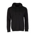 Black thermal pullover hoodie for men, long sleeves, drawstring hood, kangaroo pocket.