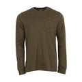 Olive men’s long-sleeve work shirt with crew neck and chest pocket