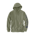 Men's dusty olive pullover hoodie with drawstring hood and kangaroo pocket