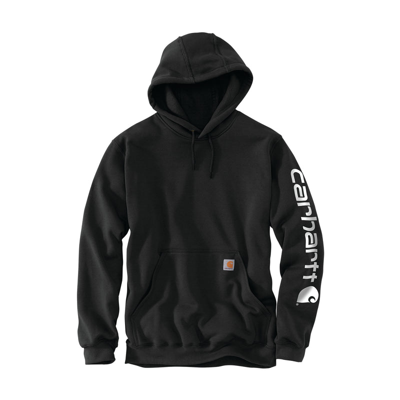 Black men's loose-fit pullover hoodie with hood, drawstrings, and kangaroo pocket
