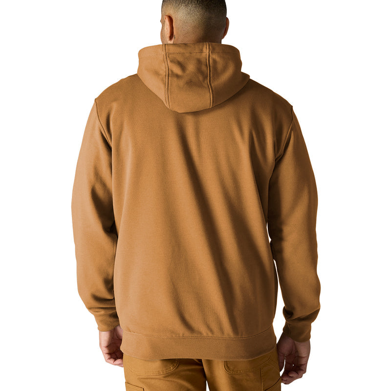 Brown men's hoodie back view with hood and kangaroo pocket