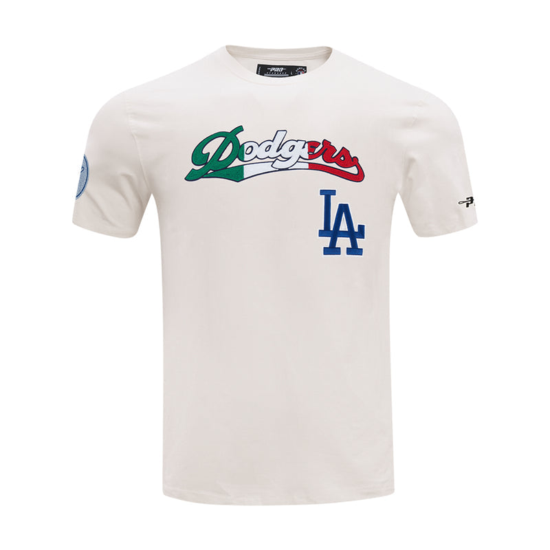 Men's Dodgers Allegiance T-shirt in eggshell, front graphic with LA and logo
