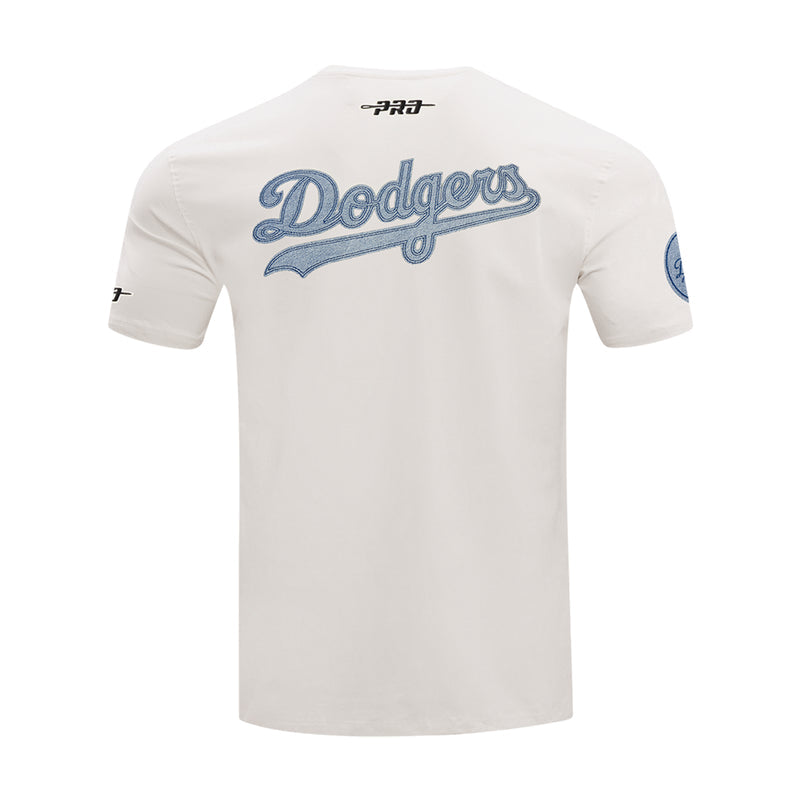 Men's Dodgers Allegiance T-shirt in eggshell, back view with Dodgers logo and PRF mark